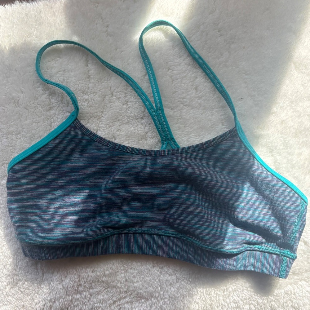 Lululemon Free To Be Bra Size 10 Teal Purple Space Dye Strappy Back Sports Bra